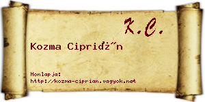 Kozma Ciprián névjegykártya