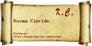 Kozma Ciprián névjegykártya